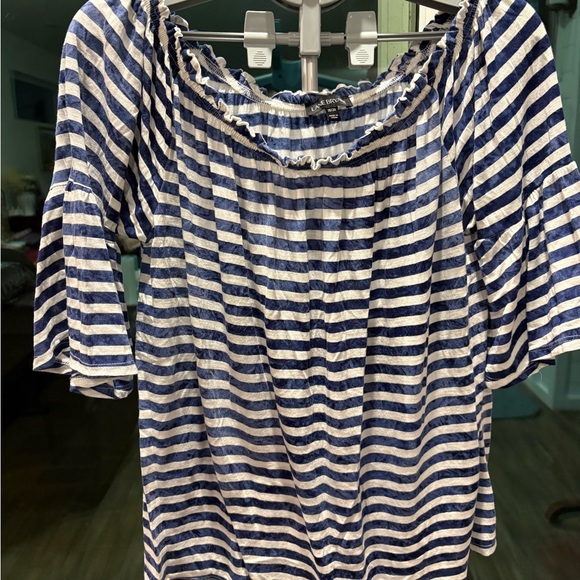 Lane Bryant Tops - Lane Bryant Striped Blue and White Women's Top with Bell Sleeves sz 18/20